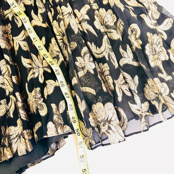 Raul Blanco Evenings Gold Black Pleated Midi Dress Size 6 - Picture 7 of 8